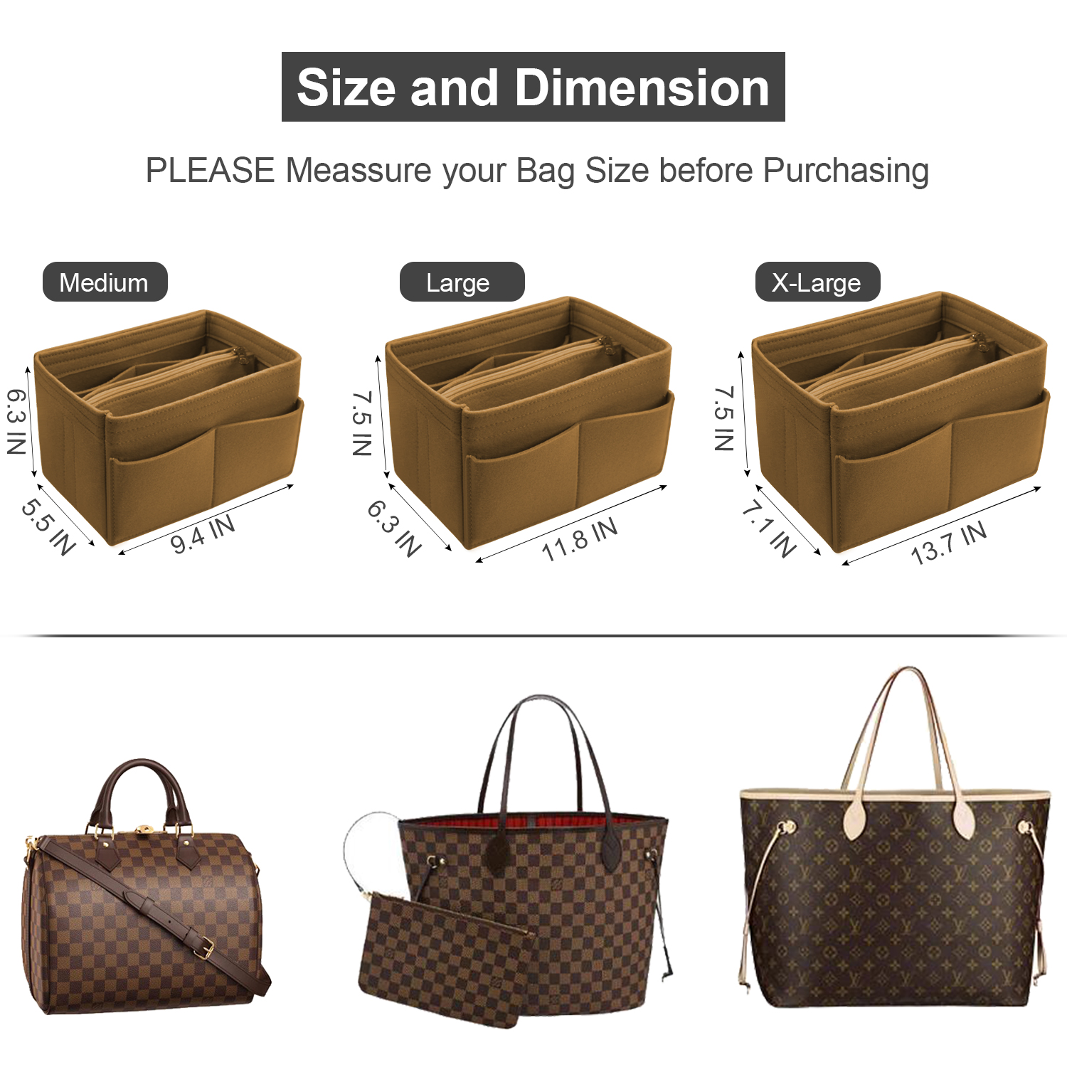 Purse Organizers for Louis Vuitton Neverfull GM